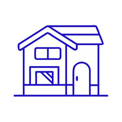 House Icon in Minimalist Style, Blue Outline, Modern Design