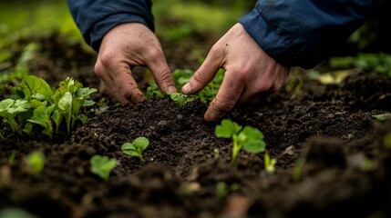 The image should focus on a sustainable agricultural or environmental setting, featuring a scientist or farmer measuring soil quality with modern tools such as a soil sensor or moisture gauge.