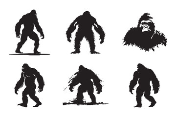 Bigfoot Silhouette Vector Mysterious Bigfoot Silhouette Vector
