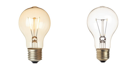 Two lightbulbs isolated on a transparent background