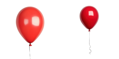 Two red balloons isolated on a transparent background