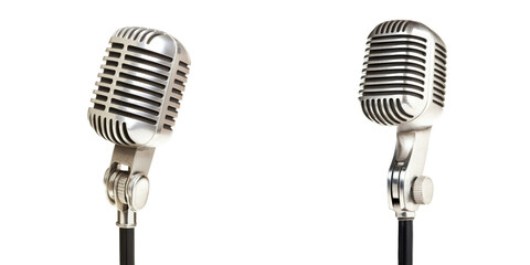 Fototapeta premium Two vintage microphones isolated on a transparent background