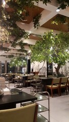 an interior of a fancy restaurant with plant as decoration
