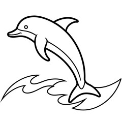 Kite Surfing Dolphin Line Art with Dynamic Motion