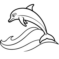 Obraz premium Kite Surfing Dolphin Line Art with Dynamic Motion
