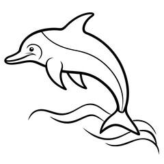 Kite Surfing Dolphin Line Art with Dynamic Motion