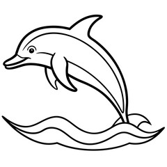 Fototapeta premium Kite Surfing Dolphin Line Art with Dynamic Motion