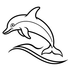 Kite Surfing Dolphin Line Art with Dynamic Motion