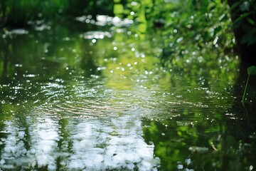 Fototapeta premium Close up of a calm stream in a lush green forest