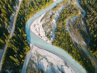 Aerial view of river bed in Vorderriss