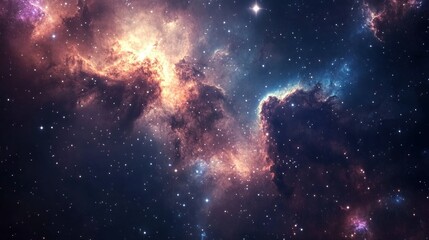 Obraz premium Cosmic Nebula with Scattered Stars and Nebulous Clouds