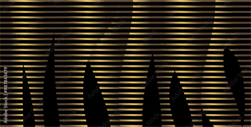Poster a play of straight and curved lines with gold brown gradations as a background and compositional ins