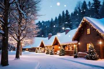 Naklejka premium Winter Wonderland Bliss with Sparkling Snow and Festive Cheer