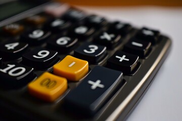 Black calculator with yellow plus and minus signs is showing the importance of accounting