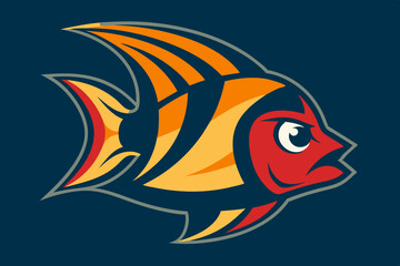 Angelfish head mascot logo design vector illustration