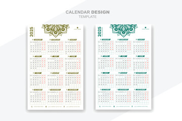 Calendar 2025 layout event with mandala design template