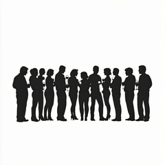 Christmas Party People Silhouette, Illustration Isolated On White Background