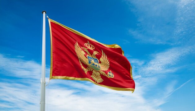 モンテネグロの国旗(waving national flag of Montenegro.)
