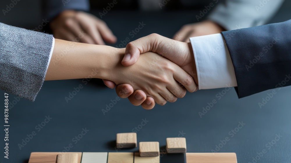 Wall mural business handshake agreement partnership deal