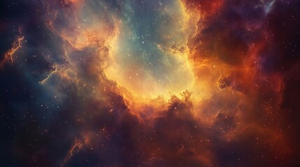 Obraz premium A Starry Nebula with Orange and Yellow Swirls