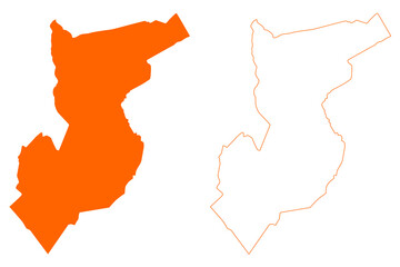 Valkenswaard municipality (Kingdom of the Netherlands, Holland, North Brabant or Noord-Brabant province) map vector illustration, scribble sketch map