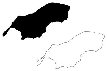 Rota Municipality, Commonwealth of the Northern Mariana Islands (United States of America, USA,  Mariana Archipelago) map vector illustration, scribble sketch Rota island map