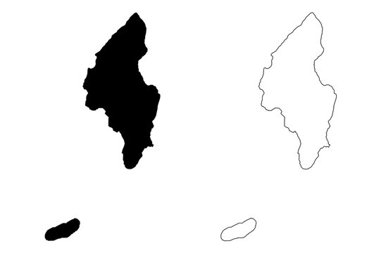 Tinian Municipality, Commonwealth of the Northern Mariana Islands (United States of America, USA,  Mariana Archipelago) map vector illustration, scribble sketch Tinian and Aguigan island map