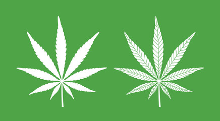 Fototapeta premium Cannabis marijuana hemp logo. Isolated hemp on green background
