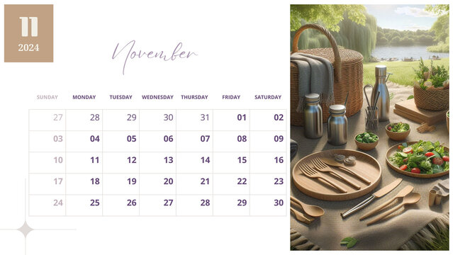 November 2024. Resolution, strategy, solution, goal, business and holidays. Date - month November 2024. Page of annual monthly calendar - November 2024	