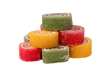 Jelly sweet candy roll isolated on a white background. Marmalade candy.