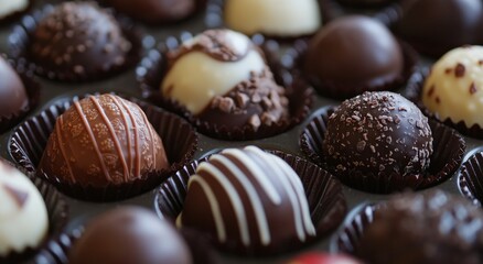 Assorted artisan chocolates displayed in an elegant arrangement for a special occasion