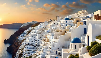 Fototapeta premium White tourist buildings of the Greek islands