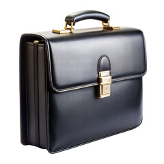 Black Leather Briefcase with Gold Clasp