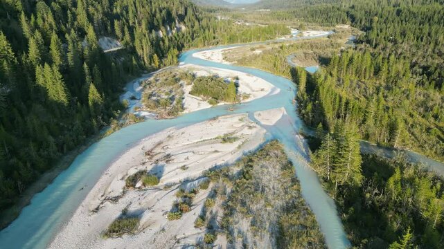 Aerial view of river bed in Vorderriss