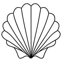 Symmetrical Scallop Shell with Radiating Ridge Lines - Vector Art