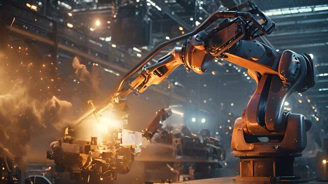 robotic welder on factory. Generative Ai