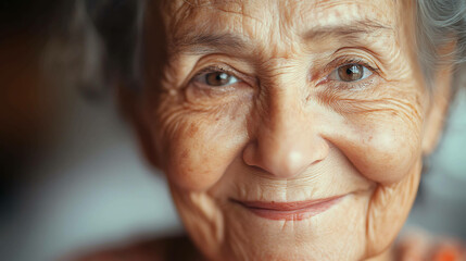 Close up portrait of a smiling senior woman.