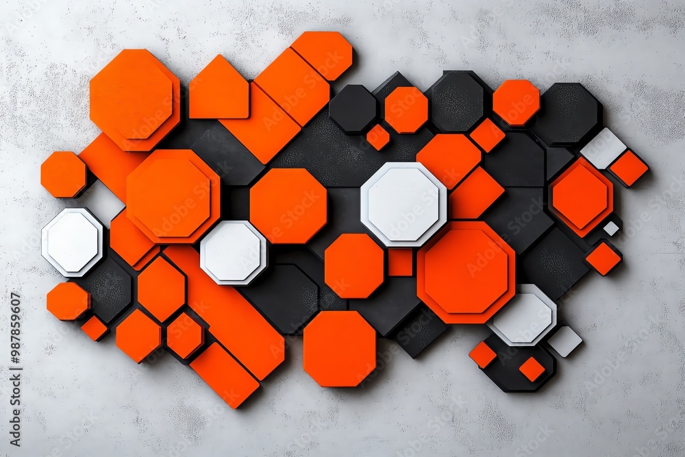 Poster abstract geometric design, with bold triangles and hexagons creating a modern, eye-catching cover