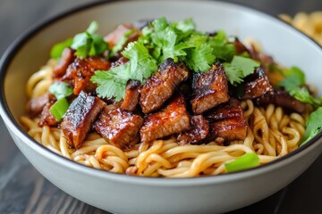 Barbecued Pork Noodles is a tasty Chinese dish featuring sweet pork and chewy noodles