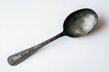 Big metal ladle on white backdrop