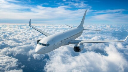 Obraz premium Passenger airplane flying in sky composition background