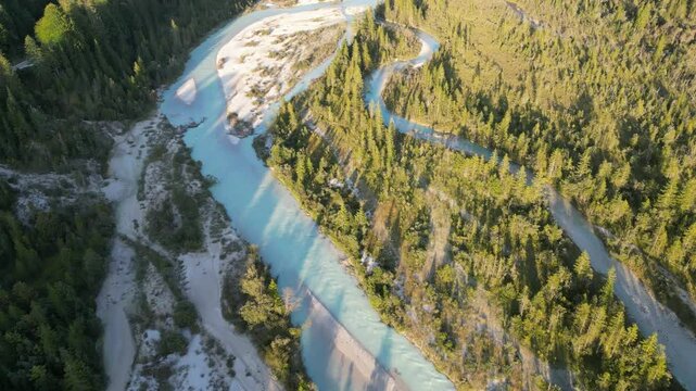 Aerial view of river bed in Vorderriss