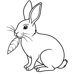 Intricate Line Art Rabbit Nibbling a Carrot