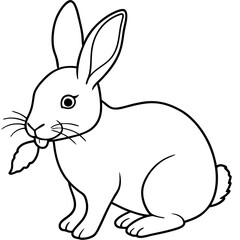 Obraz premium Intricate Line Art Rabbit Nibbling a Carrot