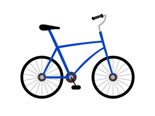 Obraz premium A bright blue bicycle parked against a white background with minimalistic design details