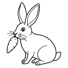Obraz premium Intricate Line Art Rabbit Nibbling a Carrot