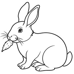 Intricate Line Art Rabbit Nibbling a Carrot