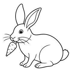 Intricate Line Art Rabbit Nibbling a Carrot