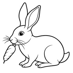 Intricate Line Art Rabbit Nibbling a Carrot
