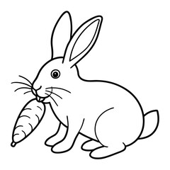Intricate Line Art Rabbit Nibbling a Carrot